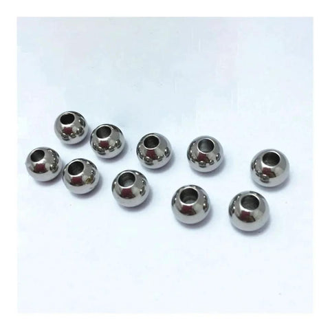 5PCS Solid Stainless Steel Ball with Hole OD 12mm Perforated Steel Ball shown in polished 304 stainless steel, pack of 5.