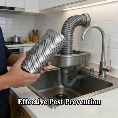 Person holding a durable 304 stainless steel perforated sheet, visible in a kitchen, demonstrating its use for ventilation or filtration.