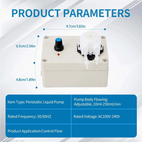 Diagram and dimensions of Peristaltic Pump,Peristaltic Liquid Pump 10ml -250ml/min Adjustable Flowing Peristaltic Dosing Pump