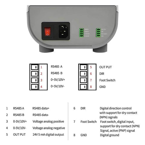 UIP WIFI E affordable intelligent high flow peristaltic pump stepper motor 100V-240VAC adjustable dosing pump back panel