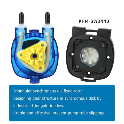 Peristaltic Pump 12V dc Kamoer high Flow 500ml/min KHM 3 rotors liquid dosing pump internal view showing rotor and tubing