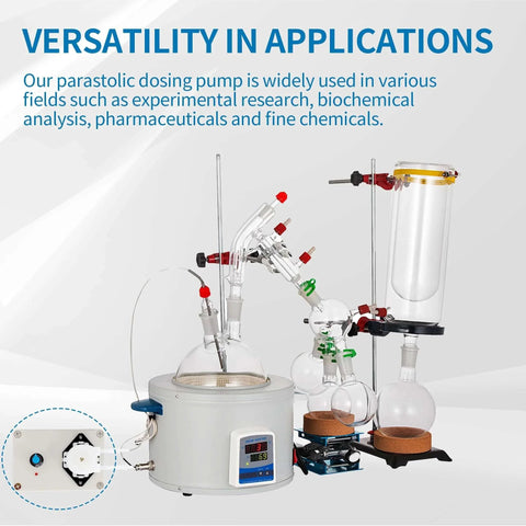 Lab setup featuring a Peristaltic Pump,Peristaltic Liquid Pump 10ml -250ml/min Adjustable Flowing Peristaltic Dosing Pump for Aquarium Lab Analytical US Plug 110‑240V.