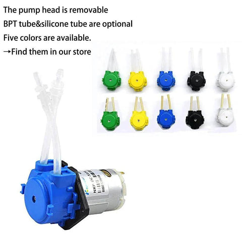low flow peristaltic pump 12V dc DIY liquid small dosing pump for aquarium lab analytical multiple colors shown