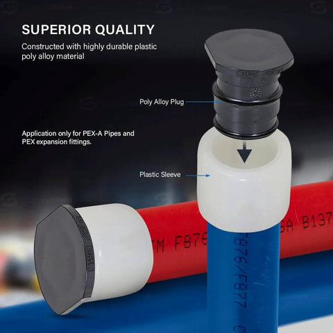 Expansion Fitting Three Quarter Inch Plug End Cap For Pipe F1960 with Expansion Barb Connections, plastic end cap on PEX-A tubing