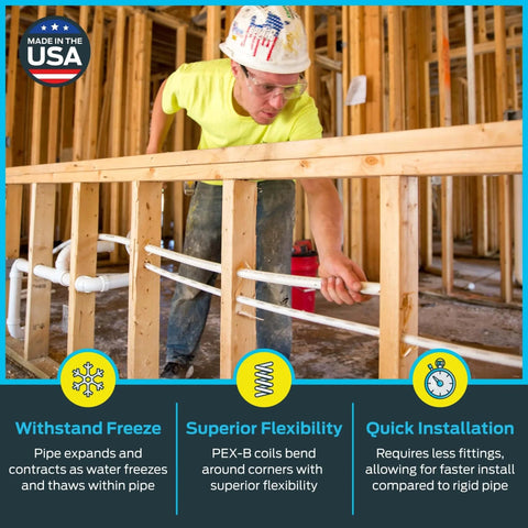2 Inch By 100 Foot White Pex B Flexible Water Pipe Tubing For Plumbing Hot And Cold Potable Water Systems Made In USA U895W100 installed