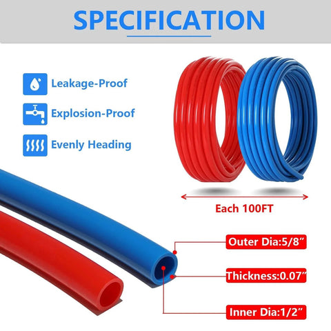 Pex B Pipe One Half Inch 200 Ft Two Rolls Blue And Red Color Coded Tubing With Pipe Cutter For Potable Hot And Cold Water Plumbing