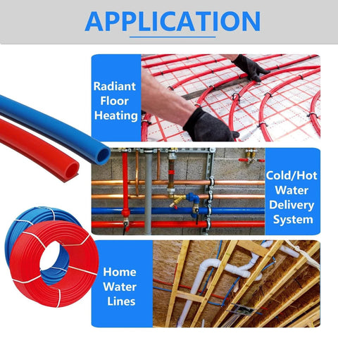 Pex B Pipe One Half Inch 200 Ft Two Rolls Blue And Red Color Coded Tubing For Potable Hot And Cold Water Plumbing Application