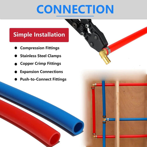 Pex B Pipe One Half Inch 200 Ft Two Rolls Blue And Red Color Coded Tubing With Pipe Cutter For Potable Hot And Cold Water Plumbing