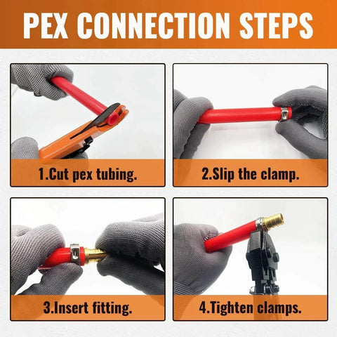 PEX connection steps for using One Half Inch Pex Fittings 25 Pack 90 Degree Elbows Lead Free Brass Plumbing Fittings NSF ANSI 61 Certified.