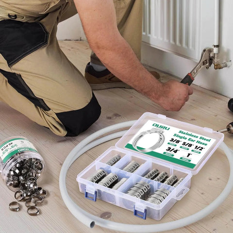 120 Piece Pex Crimp Ring And Cinch Clamp Set In 304 Stainless Steel For Pex Tubing Includes Five Sizes in use during plumbing installation