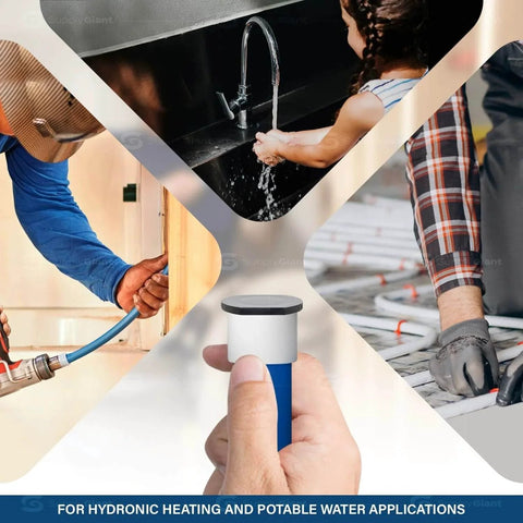 Expansion Fitting Three Quarter Inch Plug End Cap For Pipe F1960 With Expansion Barb Connections Plastic Pipe Cap For Pex A Tubing Pack Of Five Lead Free Corrosion Resistant Leak Free Hydronic Heating And Potable Water Applications in use