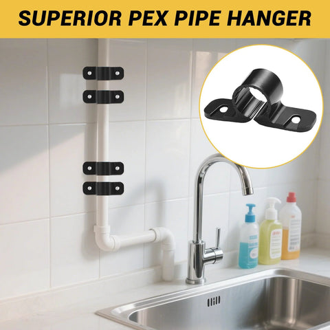Black nylon PEX pipe hanger clamps set, 1/2 inch, includes screws for PEX copper CPVC