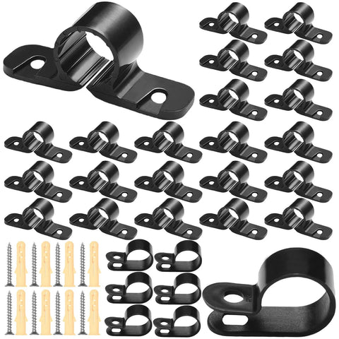 Pex pipe support clamps set, nylon R-type, 190 pcs with screws and hangers for 1/2 in PEX