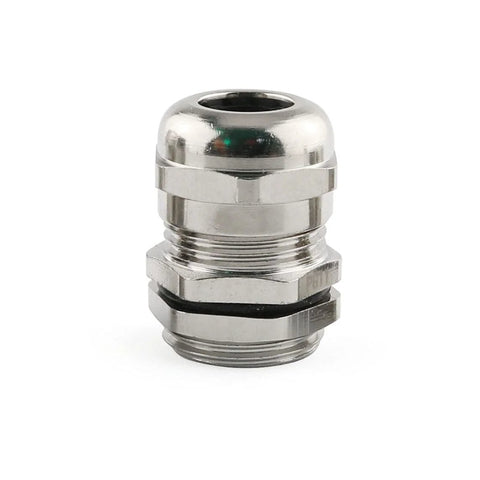 Close-up of PG11 Metal Cable Gland Waterproof IP68 Five Pack 5 To 10mm Wire Range 18.6mm Thread Outside Diameter 8mm Thread Length