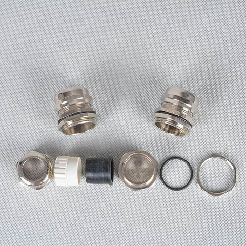 PG11 Metal Cable Gland Waterproof IP68 Five Pack 5 To 10mm Wire Range 18.6mm Thread Outside Diameter 8mm Thread Length Durable Metal Cable Gland With Rubber Seal And Locknut For Rugged Electrical Enclosures components displayed.