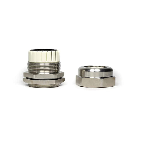 PG11 Metal Cable Gland Waterproof IP68 Five Pack with rubber seal and locknut, showing front view, 5-10mm wire range