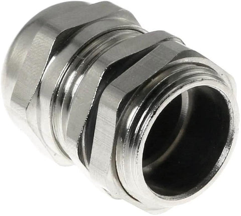 Close-up of metal locknut fasteners in Five Pack PG13.5 Waterproof Cable Gland Set for 6-12mm Wires, IP68 Sealed Cable Gland Connectors.