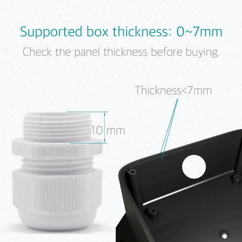 PG21 Cable Gland Kit, 20 White Plastic Nylon Waterproof Wire Glands Connectors Fittings for 13mm to 18mm cables shown with box