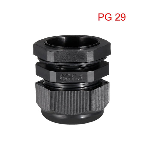 Two Pack PG29 Cable Glands Waterproof Plastic Joint With Adjustable Locknut For 18mm To 25mm Cable Diameter Black 37mm Thread Diameter
