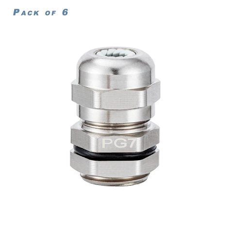 Pg7 Cable Gland Joints Six Pack Waterproof Tough As Nails Stainless Steel For 3 To 6.5 MM Cables