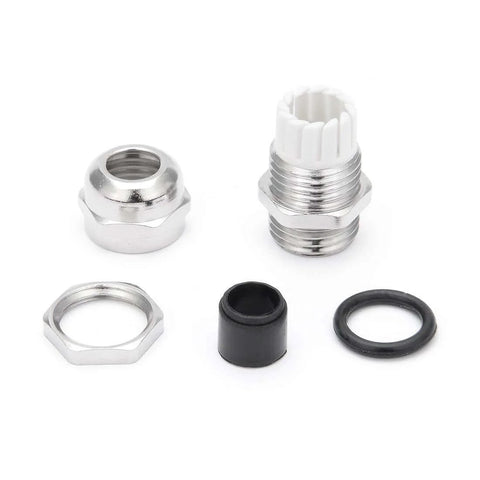 PG7 Metal Waterproof Cable Gland Adjustable Connector For 3 To 6.5mm Cable Diameter shown disassembled with parts
