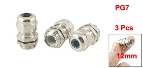 Stainless Steel PG7 Waterproof Cable Gland 3.0 to 6.5 Millimeter, Thread OD 12 Millimeter, Thread Length 7 Millimeter, 3 Pack