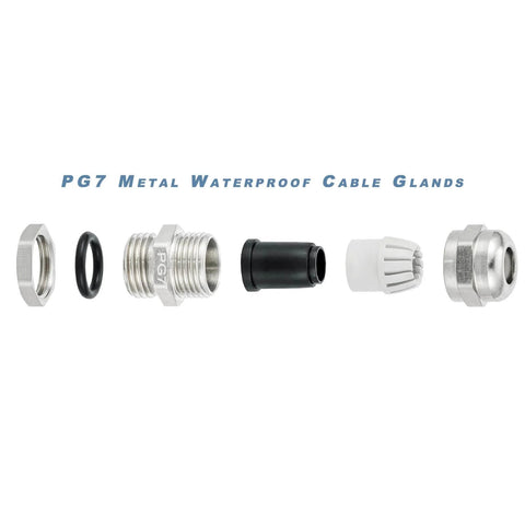 Pg7 Cable Gland Joints Six Pack Waterproof Tough As Nails Stainless Steel For 3 To 6.5 MM Cables exploded view