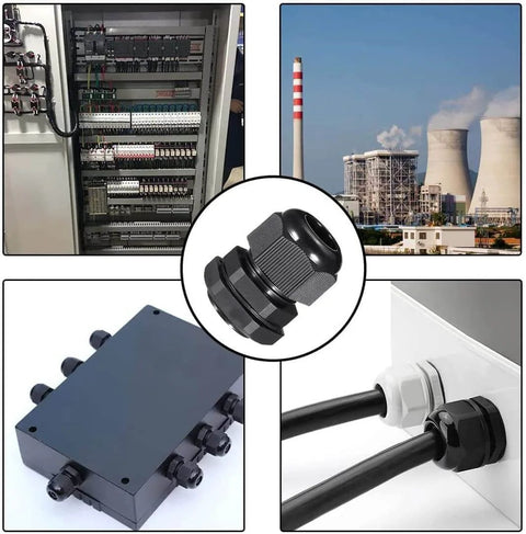 PG7 Plastic Waterproof Cable Gland For 3-6.5mm Cables With Gaskets M12 By 1.5 Thread Adjustable Tightening showcased in industrial use