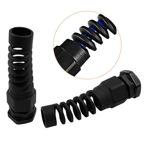 10 Pack PG7 Waterproof Cable Glands With Plastic Strain Relief Cord Connector And Flex Spiral Nylon Joint For 3.5mm To 6mm Wire Diameter Black Includes Locknut Valve Body Sealing Nut For Easy Installation And Reliable Sealing