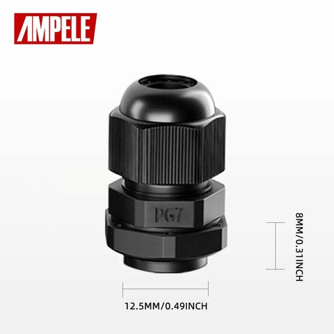 20 Pack PG7 Waterproof Nylon Cable Glands Set Adjustable 3.5-6mm Joints With Gaskets All Weather IP68 Rated Tough And Sealed