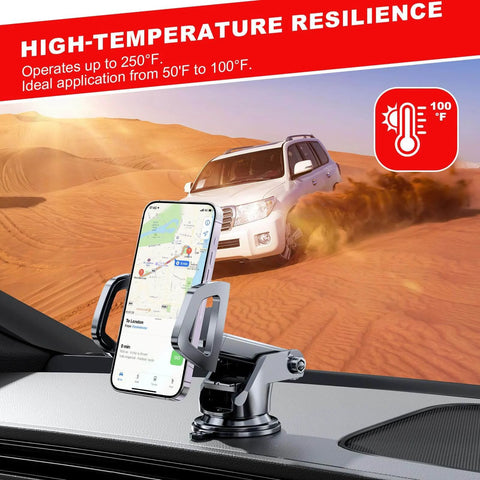 Heavy Duty Double Sided Mounting Tape 40 Piece Pack With Waterproof Adhesive Pads installed on car dashboard holding phone
