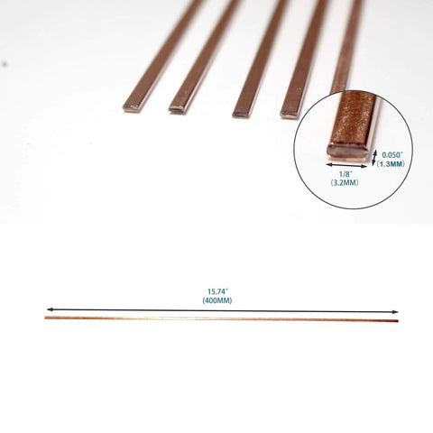 Phosphor Copper Brazing Rod Kit Nitrate Sticks 20 Pieces Pro Grade for HVAC Refrigeration shown with measurements