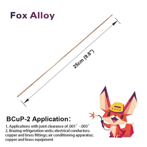 Phosphorus Copper Brazing Rods BCuP2 2mm 20 Pcs illustration and application guide by Fox Alloy