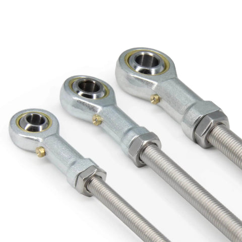 PHSB4 Rod End Bearings with 1/4 Inch Bore and 1/4-28 Right Hand Female Thread, pre-lubricated Heim joints with jam nuts, side view