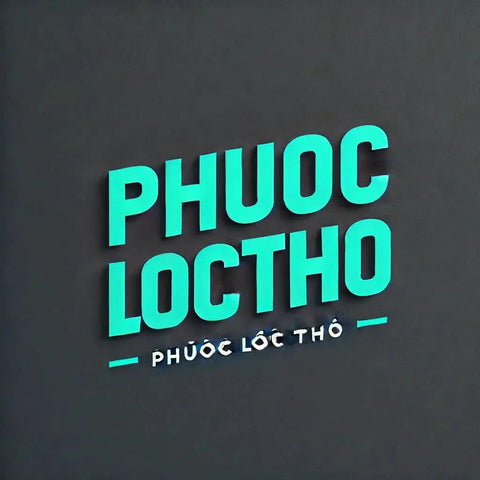 Text 'PHUOC LOCTHO' in blue-green on dark background