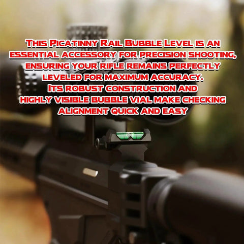 Precision Picatinny Bubble Level For Guns And Rifles With Anti Cant Technology High Visibility Green Liquid Level installed