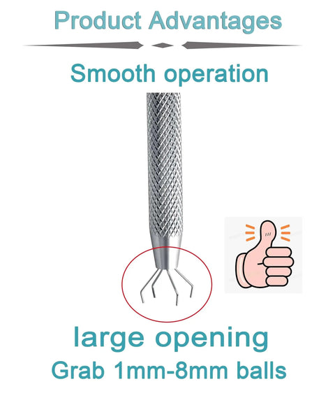 Piercing Jewelry Ball Grabber Tool For 16G Piercings With Screw On Replacement Balls Kit showing smooth operation and large opening
