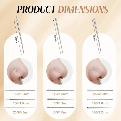 Dimensions of Piercing Taper Ball Grabber Kit Pro Grade For Easy Jewelry Swaps Stainless Steel 14G 16G 18G 20G displayed