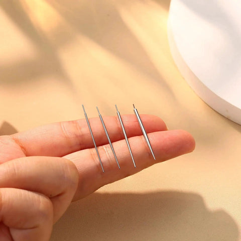 Professional Piercing Taper Insertion Tool Set For Flat Back Earrings With Stainless Steel Threadless Pins 14G 16G 18G 20G in hand