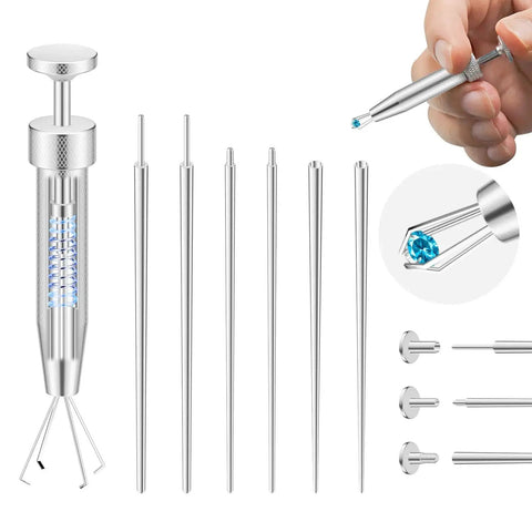 Upgraded Anti Slip Piercing Grabber Tool For Easy Jewelry Changes 16G 18G 20G Stainless Steel, detailed view with insertion pins.