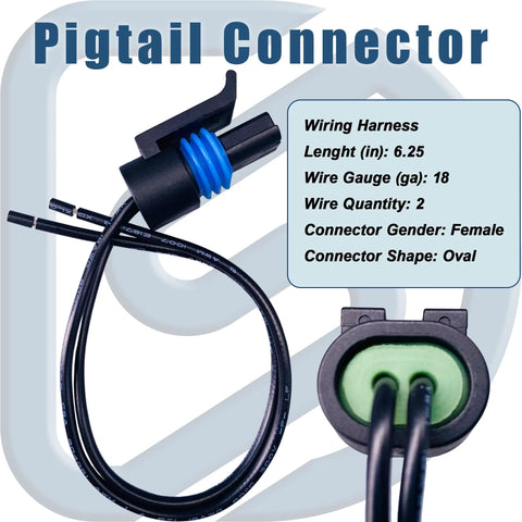 Engine coolant temperature sensor with pigtail connector, two-wire oval female plug, Amazon automotive part
