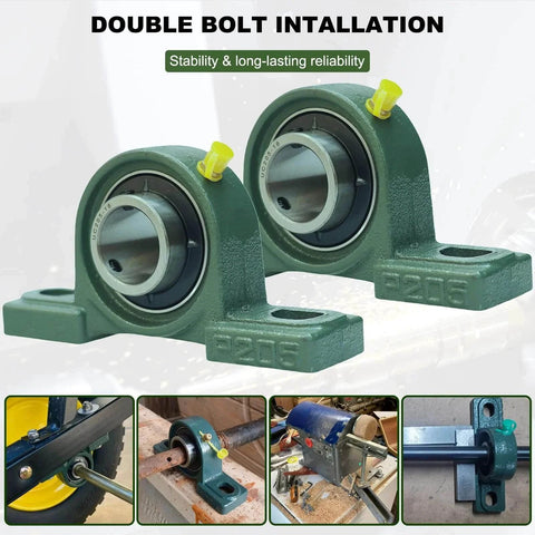 2 Pack UCP205-16 Pillow Block Mounted Ball Bearing - 1" Bore - Solid Cast Iron Base - Self Aligning in industrial use