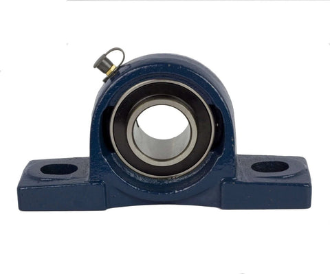 UCP205-16 Pillow Block Bearing front view, 1 inch bore, 2 bolt flange mounted, solid cast iron base, self-alignment feature