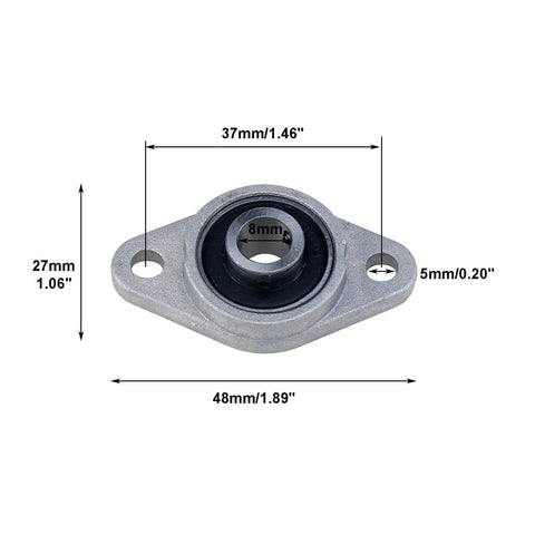 Detailed image of Four Piece Pillow Block Bearing Set KFL08 Self Alignment Flange, zinc alloy steel with 8mm ID and 5/16 inch bore.