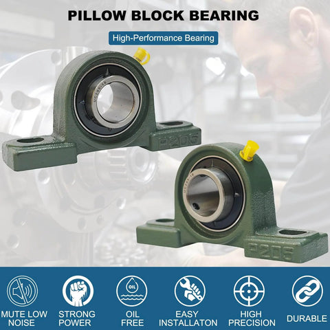 4 Pack UCP205-16 Pillow Block Mounted Ball Bearing - 1" Bore - Solid Cast Iron Base - Self Aligning with engineering background