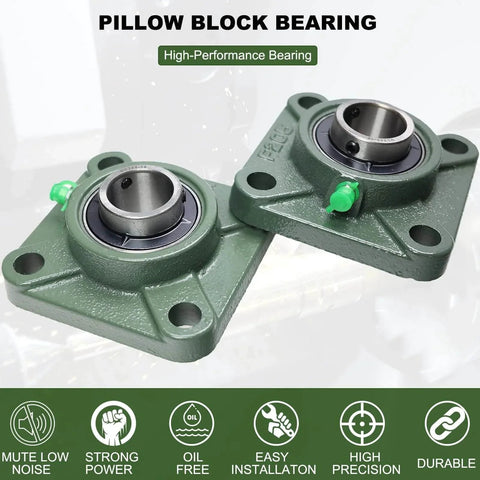 2 Pack UCF205-16 Pillow Block Bearing - Square Flange Mounted Pillow Block Bearings with 1" Bore on a white background