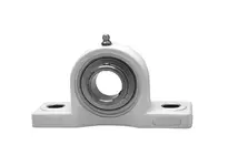 Front view of 1-1/4 in I.D. Pillow Block Sealed Ball Bearing with Set Screw, Black Polymer Housing, Contact Seal with Slinger, Relubricatable Steel Insert.