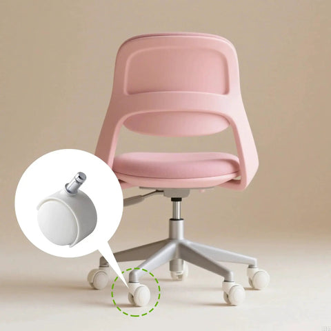 Pink office chair with Five Sets 2 Inch 360 Degree Swivel Nylon White Desk Chair Casters Replacement Wheels With Threaded Stem And Nuts Universal