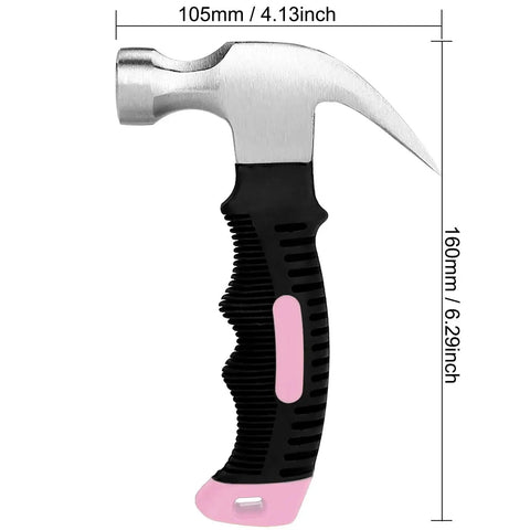 Pink 8 Oz Claw Hammer For Picture Hanging And Drywall Anchors With Shock Absorbing Non Slip Handle Lightweight Compact Design Ideal For Kids And Women Magnetic Nail Starter High Carbon Steel For Quick Diy Wall Fixes