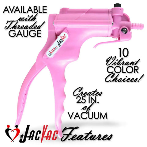 Pink JacVac Vacuum Pump Handle With NPT 1/8-27 Threads Optional Gauge for One Handed Operation up to 25 Inches of Mercury Vacuum